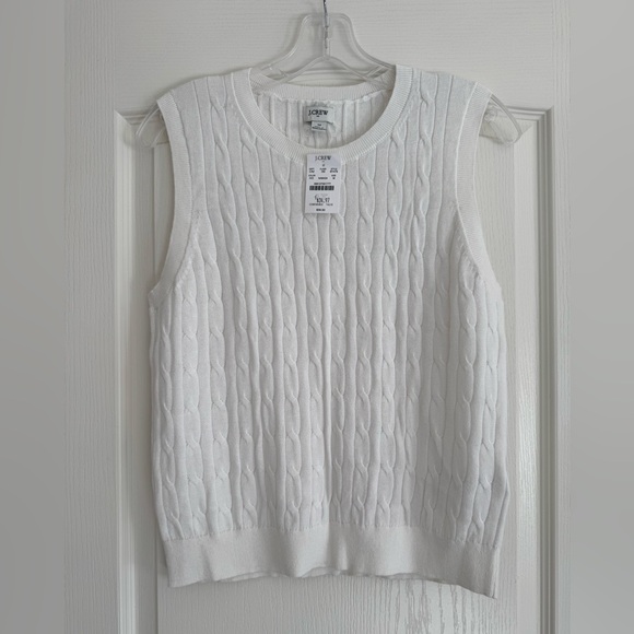 New J Crew Factory Cable Sweater Shell Sleeveless Medium ivory - Picture 1 of 3